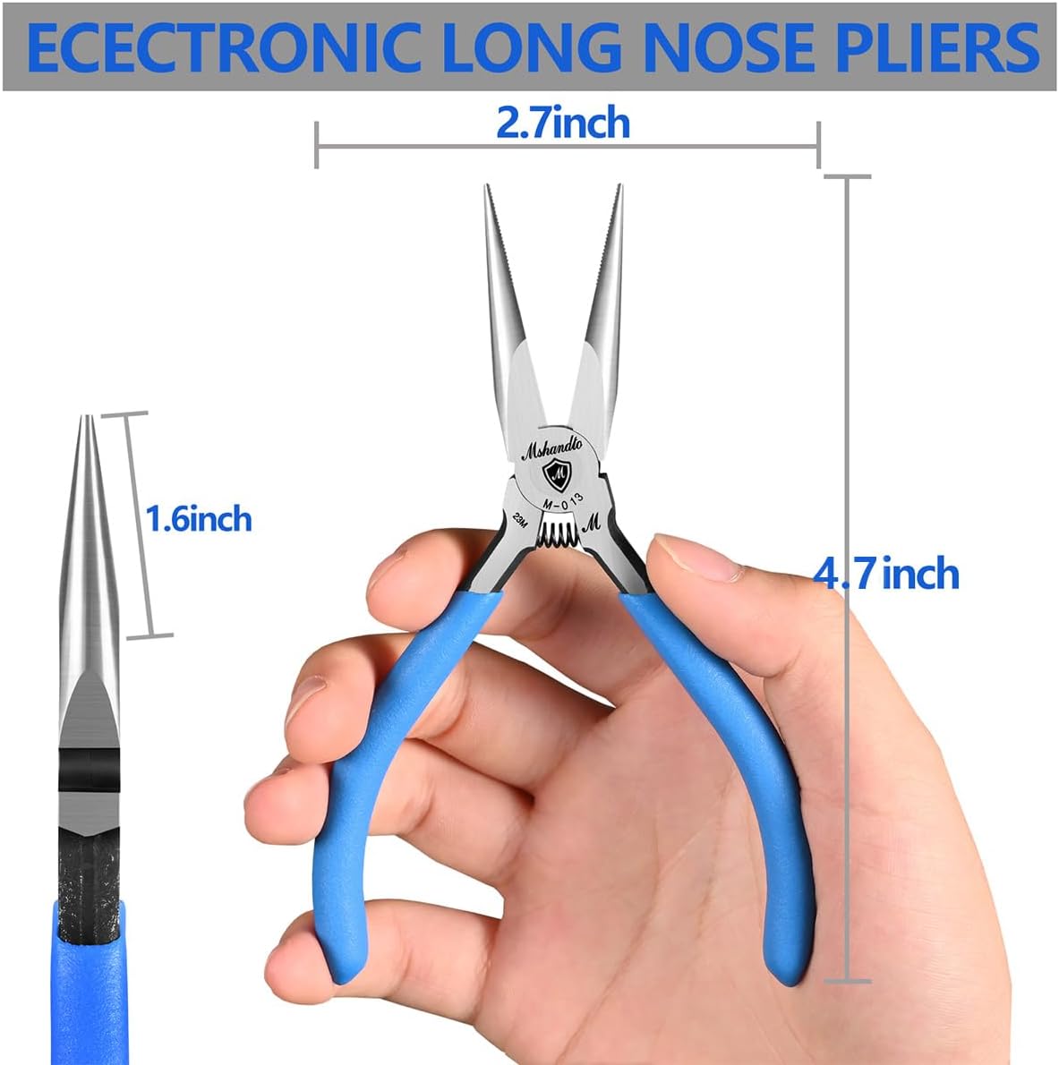 Smooth Jaw Needle Nose Pliers, mshandto 4.8" Non-Serrated High Carbon Steel Long Nose Pliers for Jewelry Making, Wire Bending & Craft DIY, Electronics Repair, Object Grasping Precision Pliers
