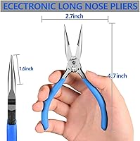 Vista 4 de Alicates de punta de aguja de mandíbula lisa, alicates de punta larga de acero de alto carbono sin dentar de 4.8 pulgadas para fabricación de joyas