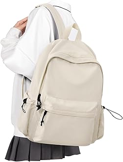 VECAVE School Backpack Beige Waterproof Bookbag Casual Lightweight Travel Rucksack Daypack Backpacks for Men Women College High School Bags backpack for Boys Girls Teens