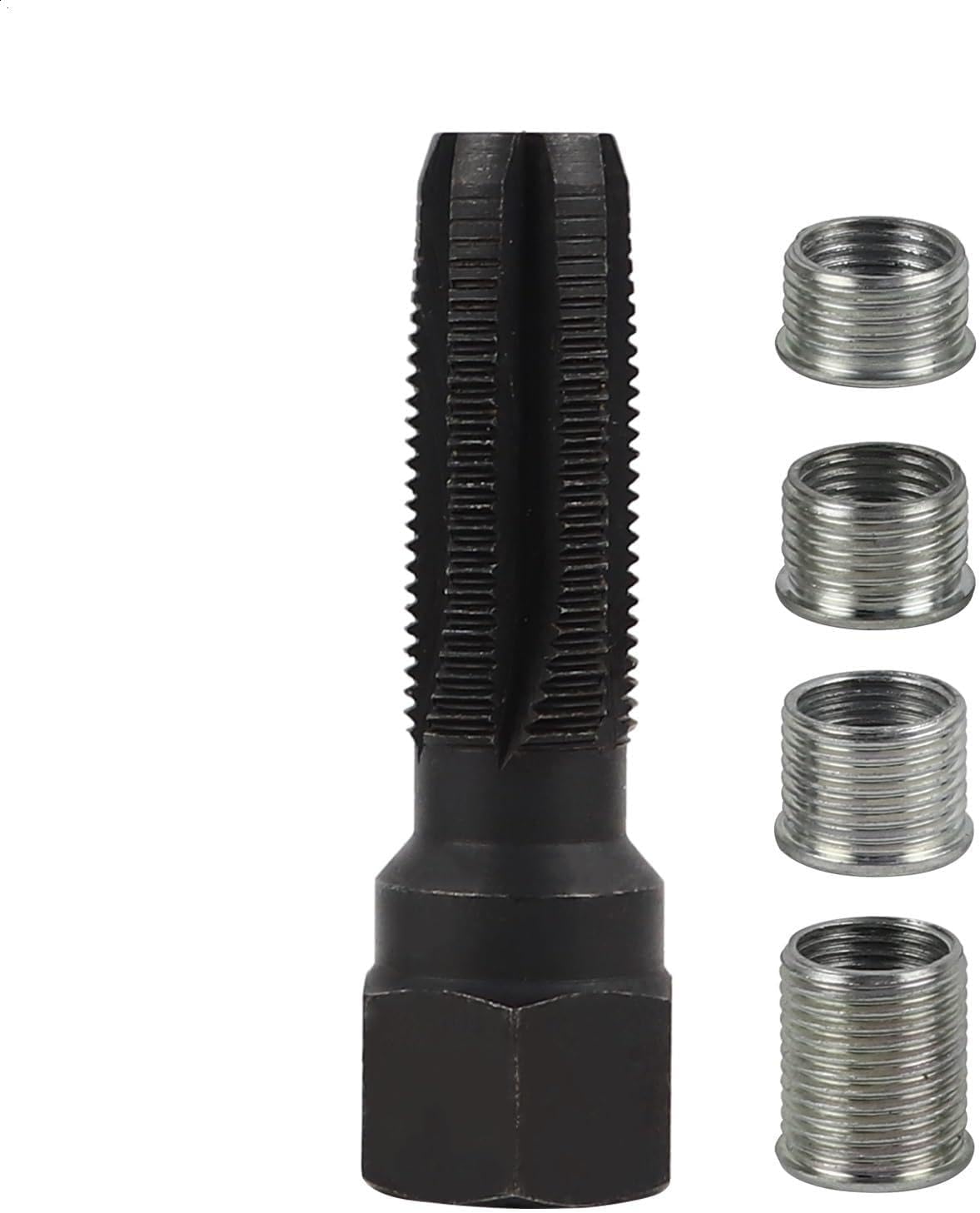 14mm Cylinder Head Rethread Kit Spark-Plug Thread Repair Tool M14 x 1.25 Reamer Tap with 4 Inserts
