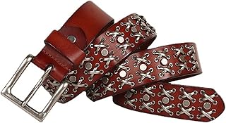 ZWEBY Cinturón con Punk Cinturón Punk Personalizado Remache Pin Hebilla Cinturón para Mujeres y Hombres (Color : marrón, Size : 120cm)