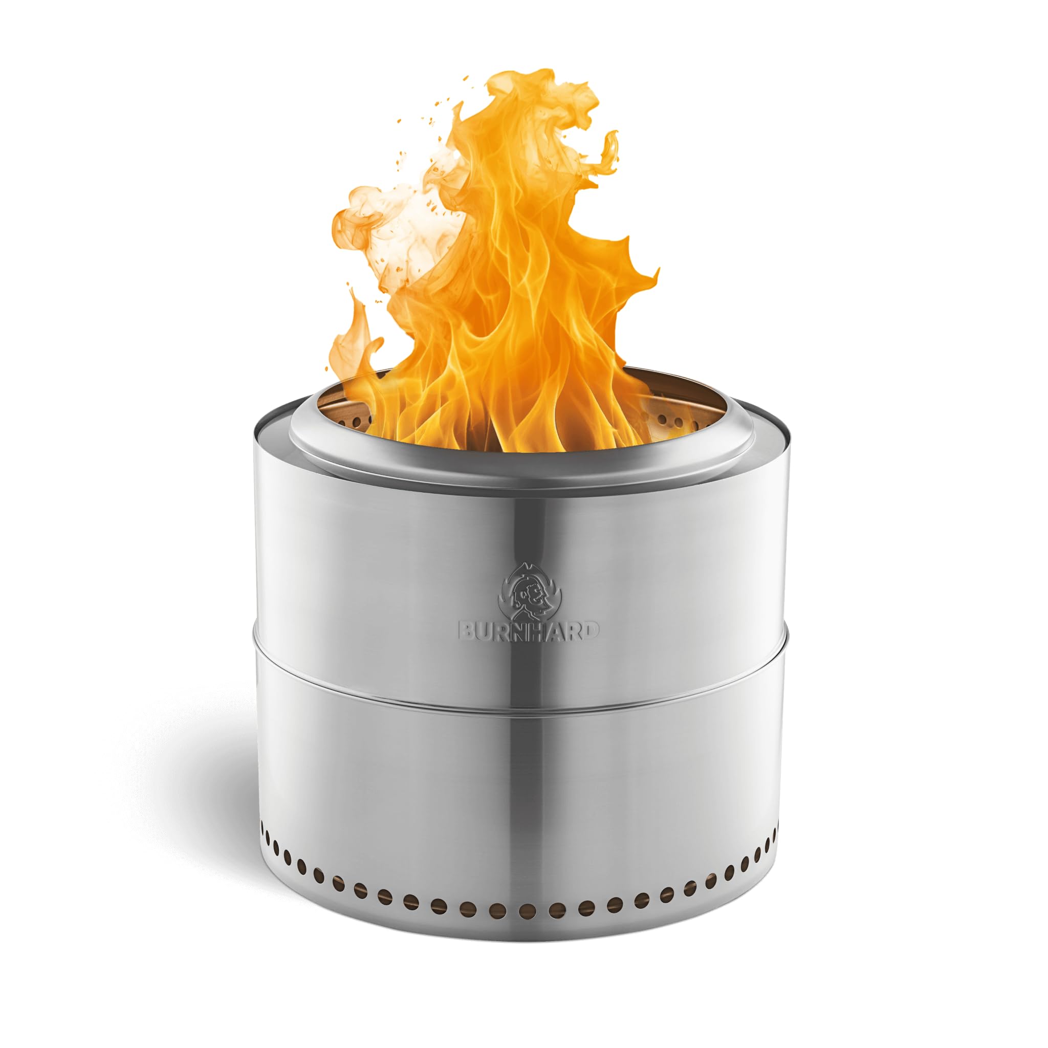 BURNHARD® Feuerschale Edelstahl 50 cm, inkl. Aufbewahrungstasche, Feuertonne, Feuerkorb, raucharme Sekundär-Verbrennung, langlebig & mobil für Garten, Terrasse & Balkon