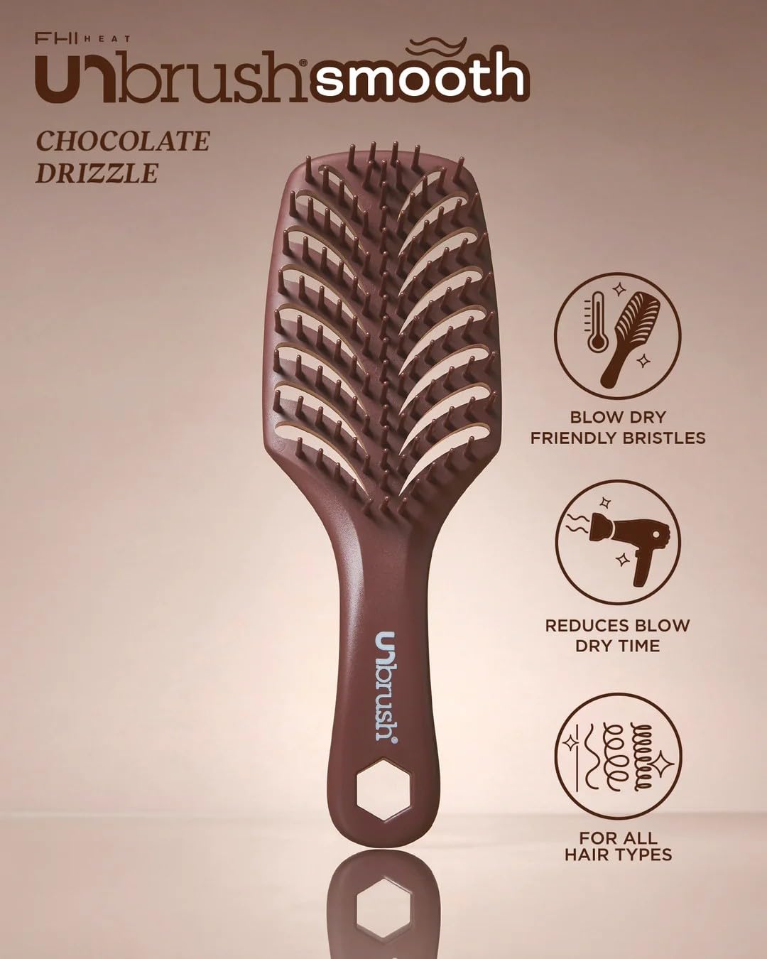 FHI Heat UNbrush Smooth Collection Heat Resistant Detangling Smoothing Brush for Pain-Free Brushing on All Hair Types