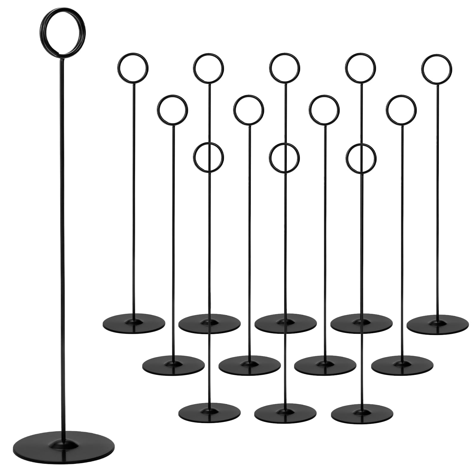 Tosnail12 Pack 12" Tall Table Number Holders, Place Card Holder Picture and Photo Display Stands, Reserved Table Sign Holder for Centerpiece, Food Sign, Memo Note, Wedding Party Table Setting - Black