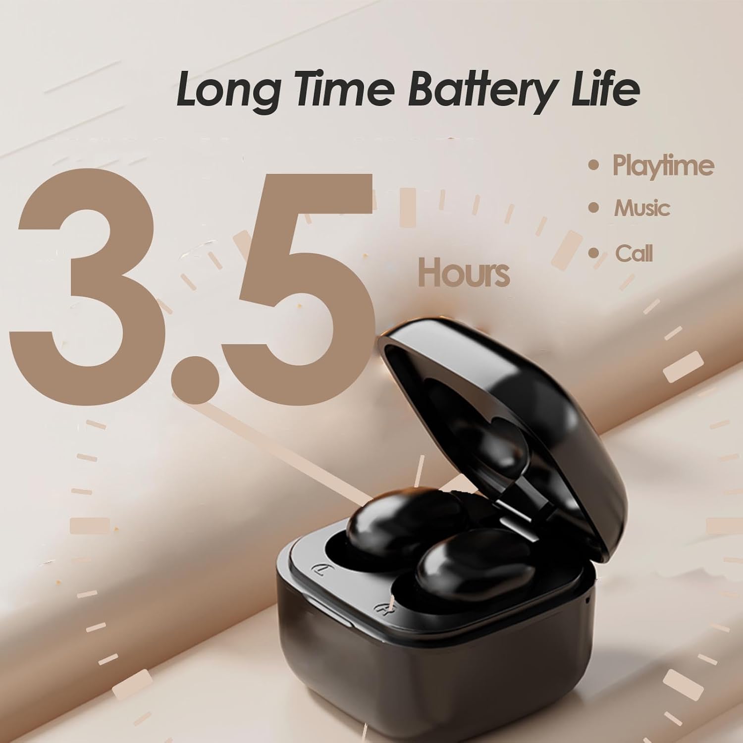 Xmenha earbuds charging case showing 3.5 hours battery life