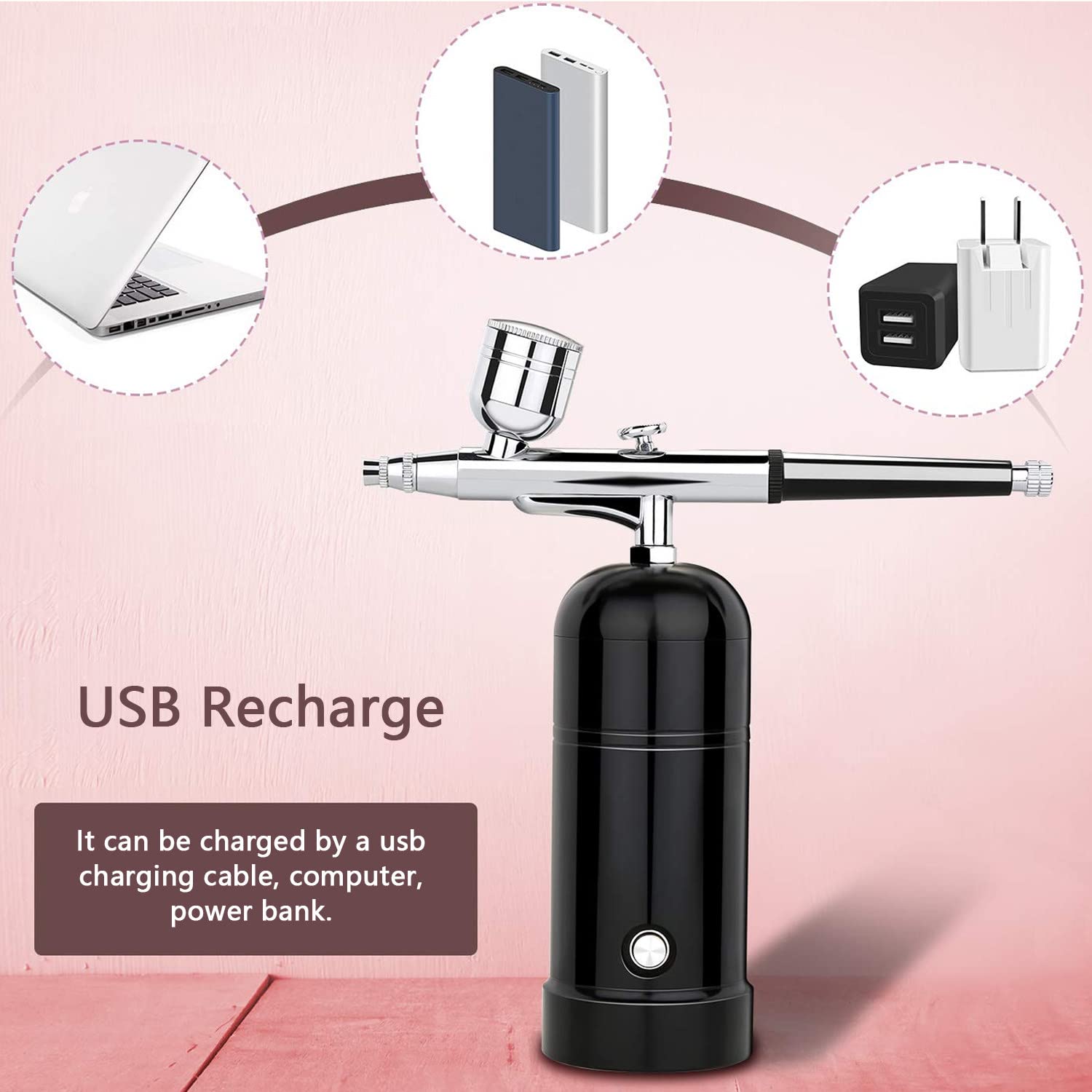Kit Aerografo Con Compressore Portatile - Pistola A Spruzzo Ricaricabile USB Per Trucco E Decorazione