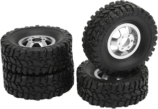 محور عجلة الحافات مع الإطارات المطاطية الناعمة، 4 WD الإطارات المطاطية سبائك الألومنيوم محور العجلة ل WPL C14 C24 B14 B24 B16 B36 1/16 RC سيارة ترقية PartSilver، اكسسوارات طراز السيارة