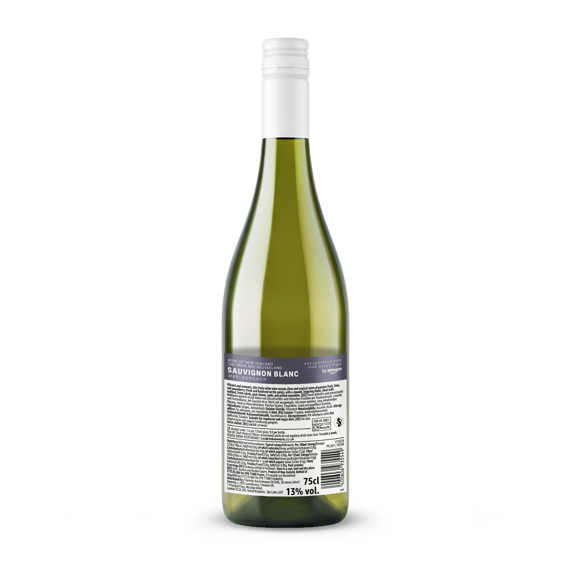 by Amazon Our Selection Marlborough Sauvignon Blanc, Neuseeländischer Weißwein, 75cl, 6er-Pack