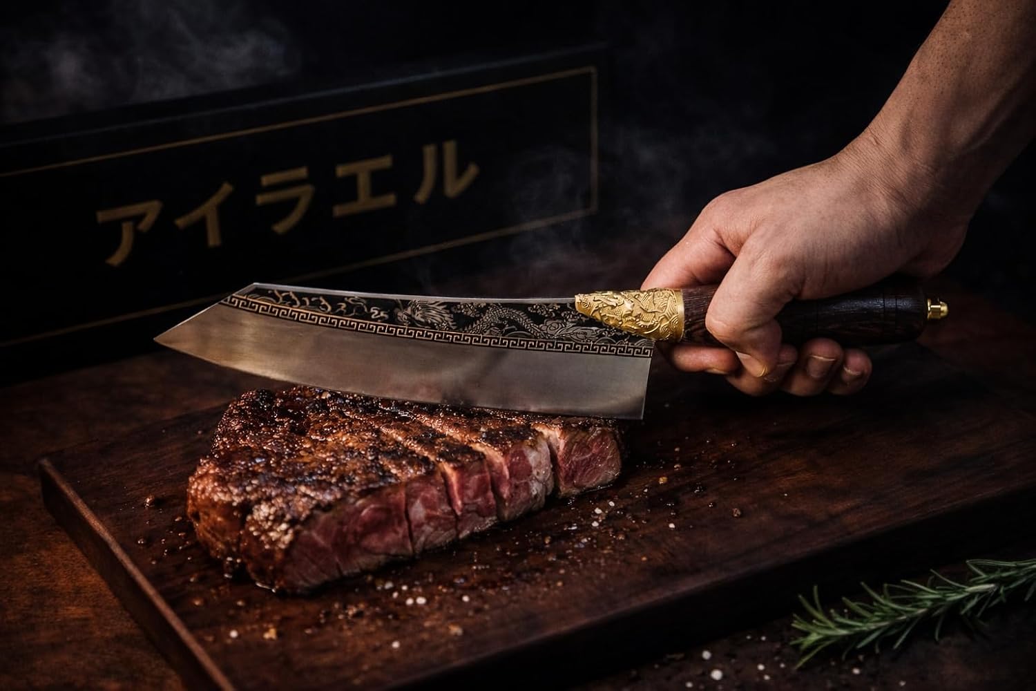 Dragon Engraved 8 Inch Chef Knife – Professional Japanese Style Kitchen Knife, Razor Sharp Stainless Steel Blade, Razor Sharp Stainless Steel Blade, Knife Gift for Chefs and Home Kitchen