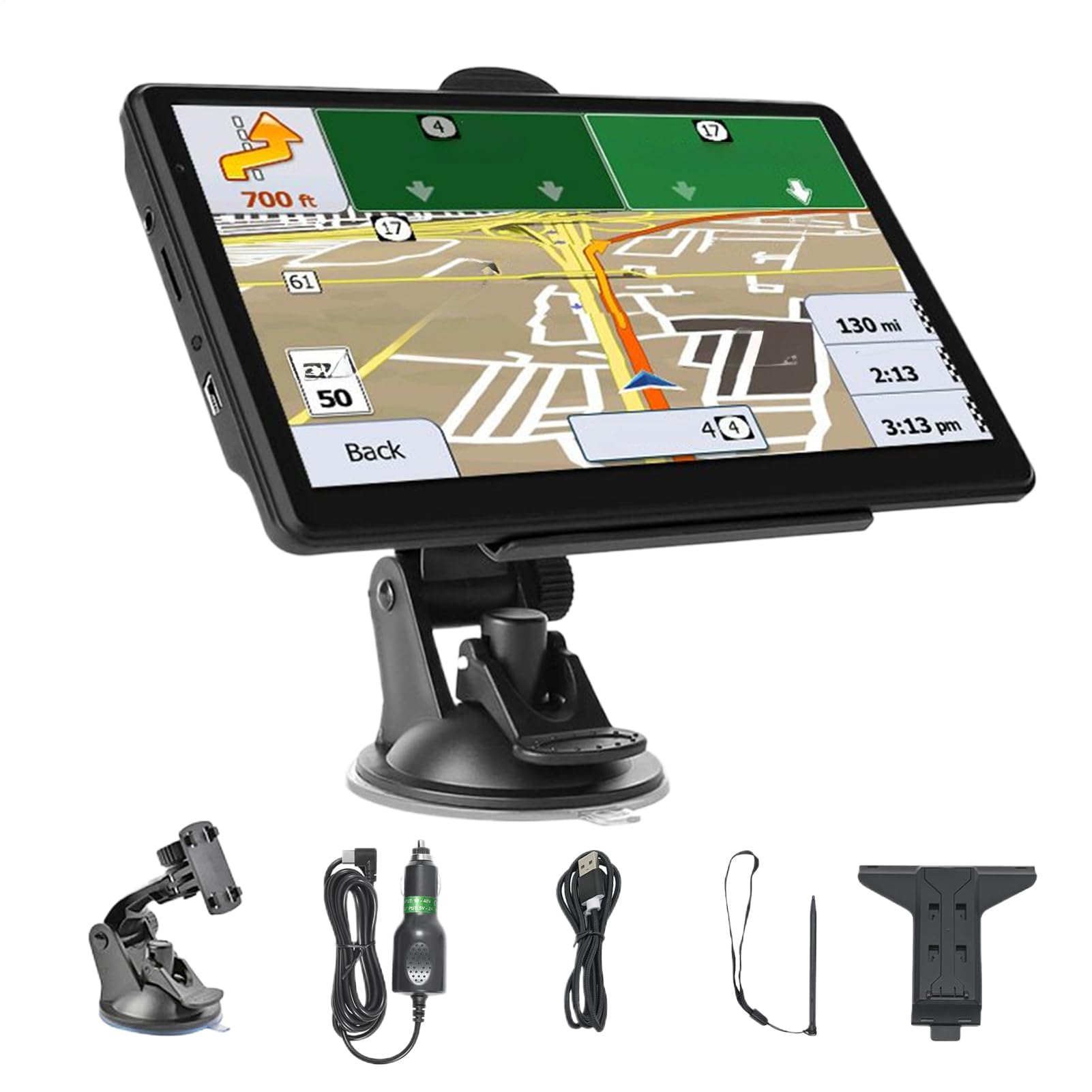 Navegador GPS para Coche,Navegador GPS de 17,8 cm - Dispositivo Inteligente con Pantalla Táctil para Vehículos Camiones Autocaravana y Viajes Largos