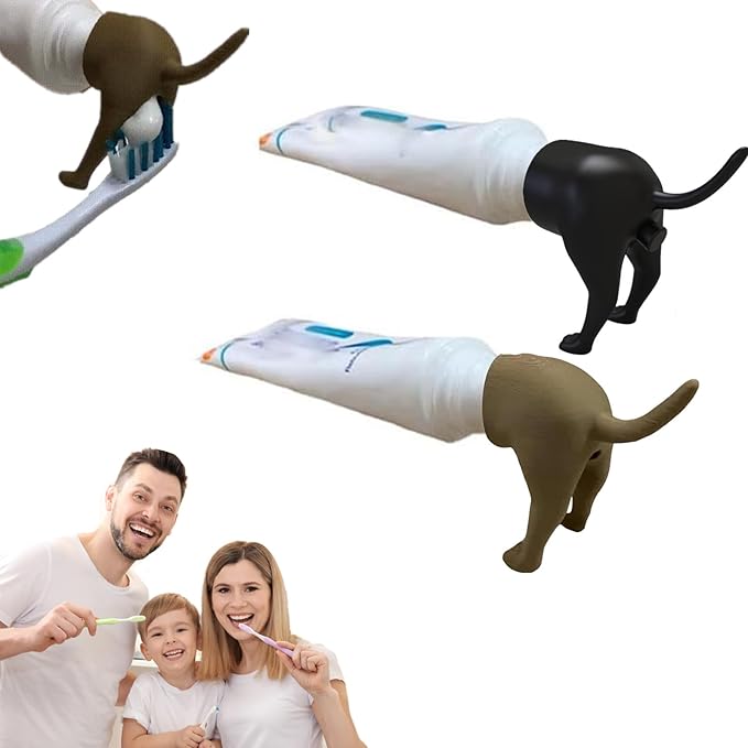 2Pcs Pooping Dog Butt Toothpaste Topper,Pooping Toothpaste Topper Funny Dog Butt Toothpaste