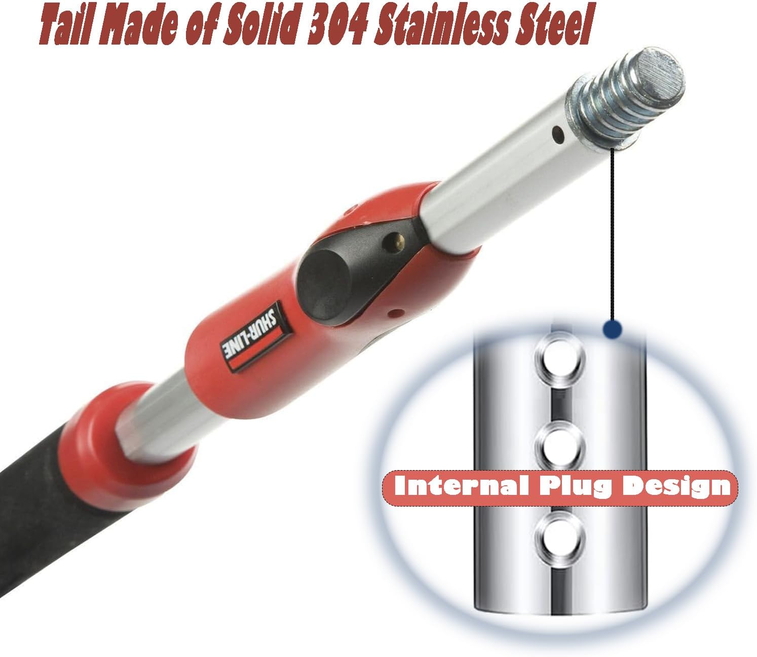 Standard Threaded Tip,Internal Plug Design American Replacement Tip for Extension Pole or Telescopic Pole,304 Stainless Steel Threaded End for 0.86in Outside Diameter of Stick