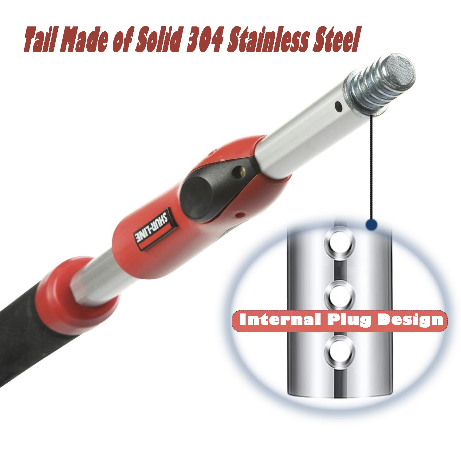 Standard Threaded Tip,Internal Plug Design American Replacement Tip for Extension Pole or Telescopic Pole,304 Stainless Steel Threaded End for 0.86in Outside Diameter of Stick
