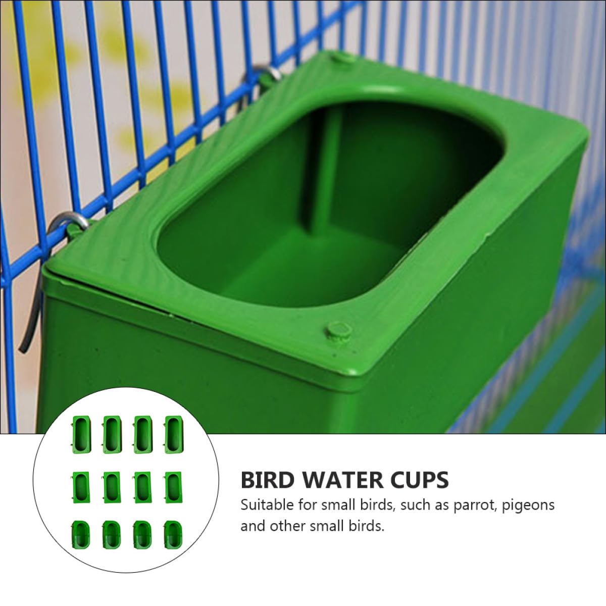 Gatuida Mangeoires et Protégeant la Nourriture Saleté Lot de 12 en Plastique Vertes Faciles à Remplir pour Oiseaux pour Petits Oiseaux et Perroquets en Cage