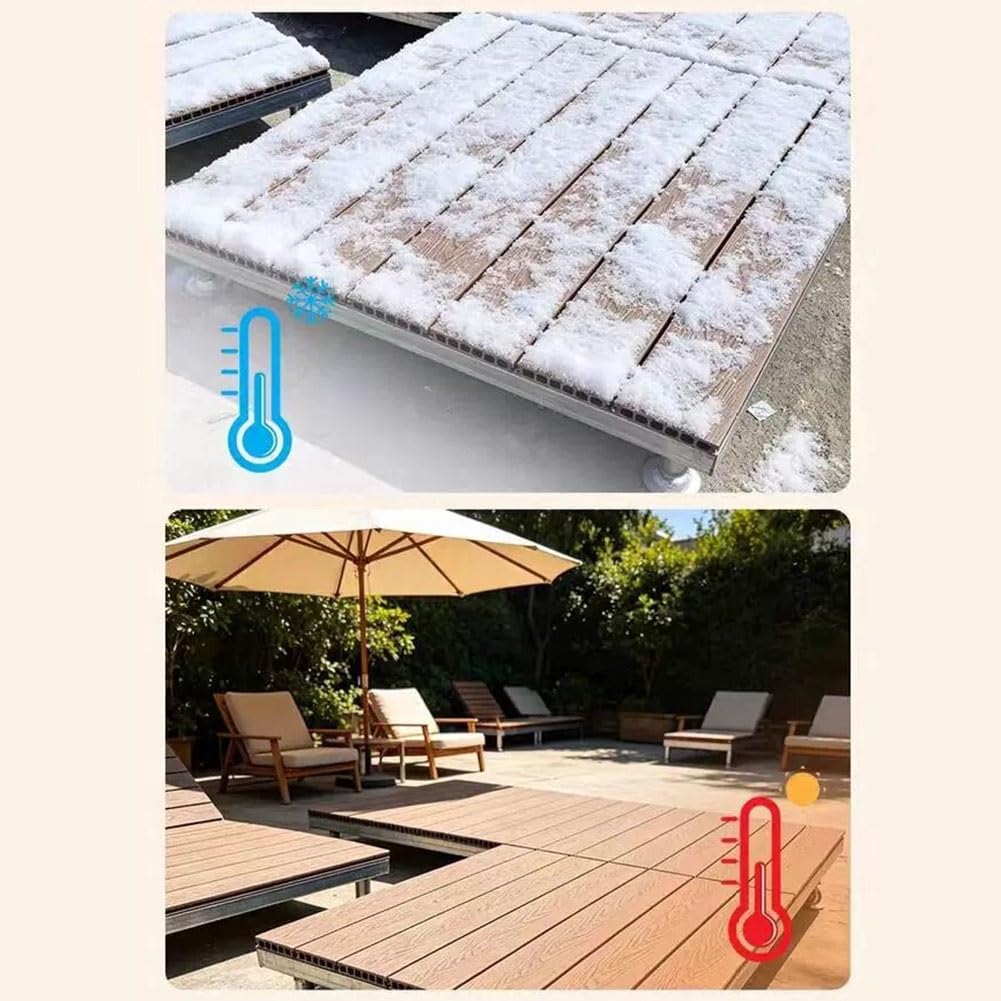 Piattaforma Modulare Esterno WPC, Pavimentazione for Patio Campeggio con Gambe Regolabili per Terreni Irregolari del Terrazza Cortile(Natural)