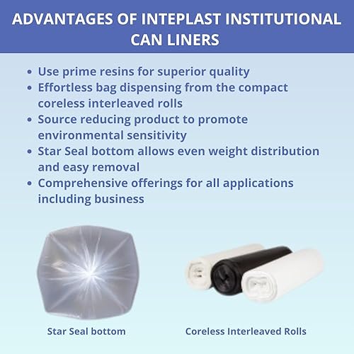 Miniatura 7 de Inteplast SL4046XHW Revestimiento de latas de baja densidad, 40 x 46, 45 galones, 0.8 mil, blanco, 25/rollo, 4 rollos/cartón