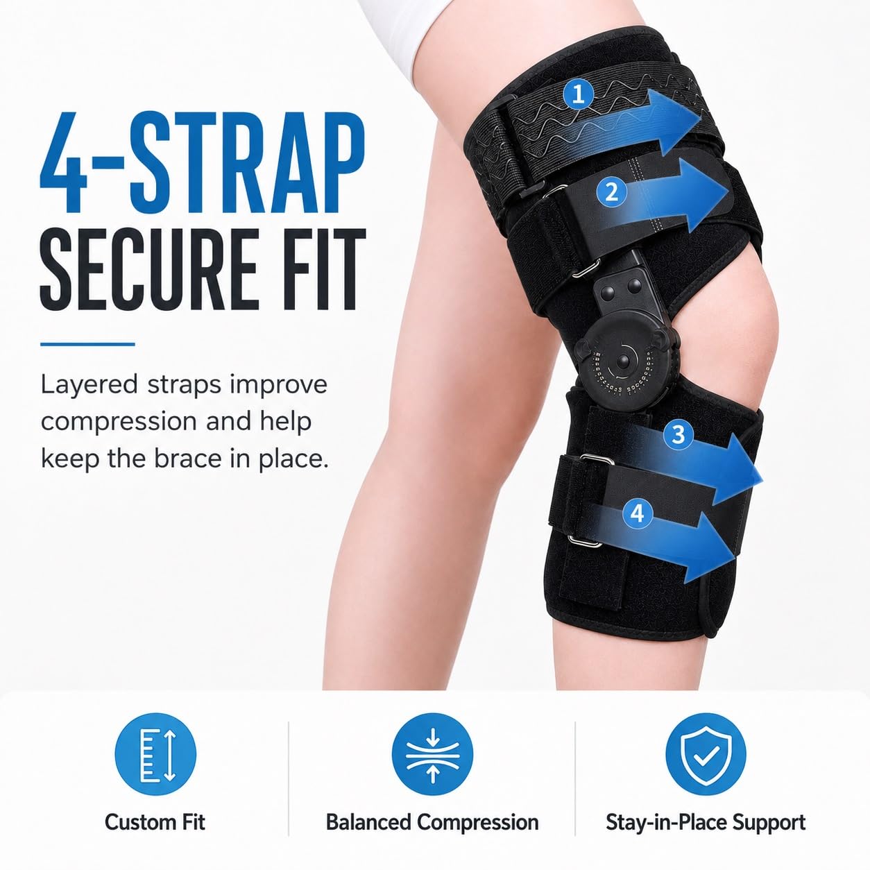Tutore Ginocchio Regolabile Ortesi per Articolazione con Angolo 0-120 Gradi Supporto Ortopedico per Legamenti Menisco Lesioni Sportive Post Operatorio Uomo Donna(M)