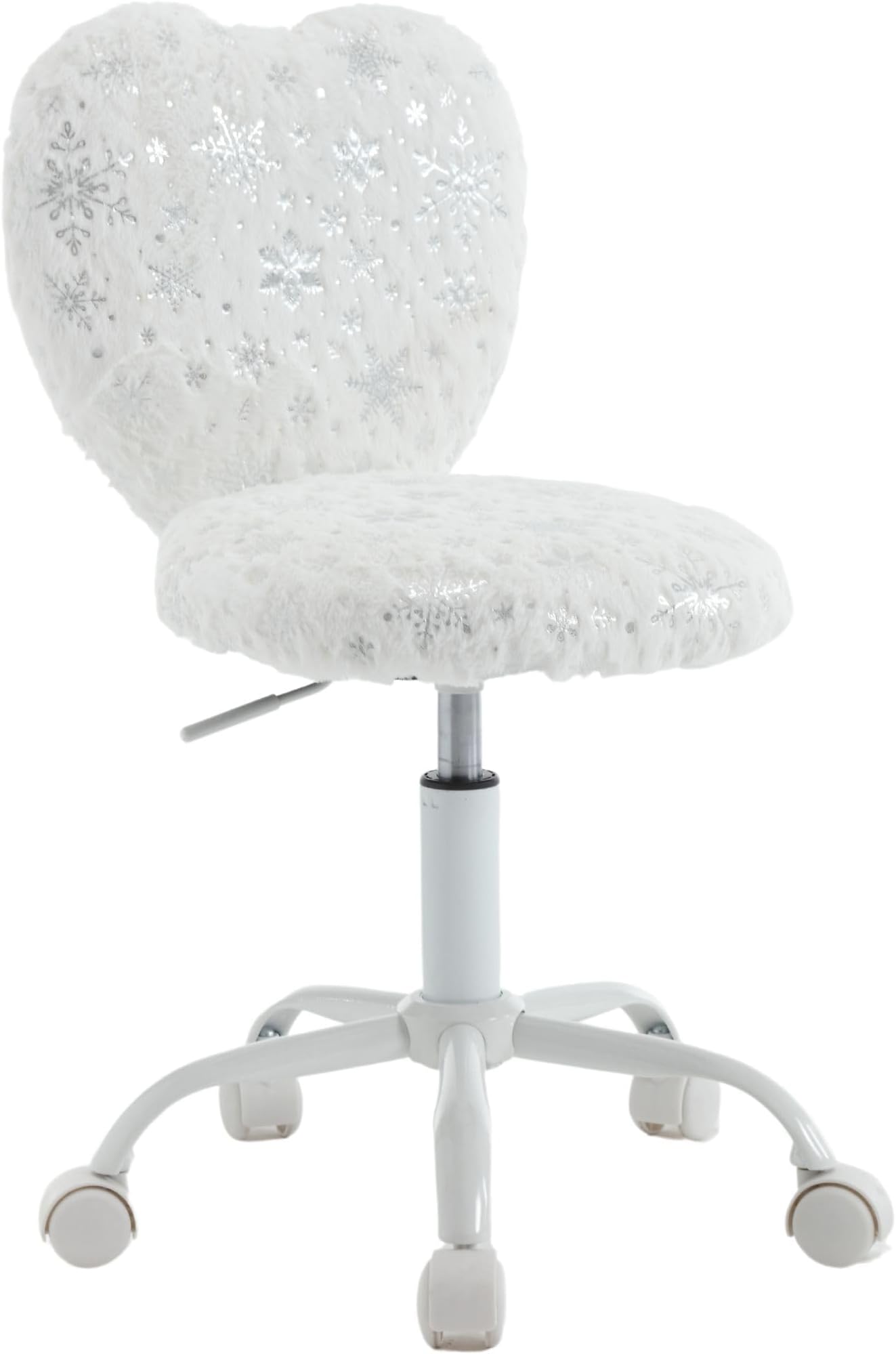 Kids Desk Chair - Girls Students Study Adjustable Computer Chair with Cute Heart Back for Home/Bedroom/School/Dorm, Snow White