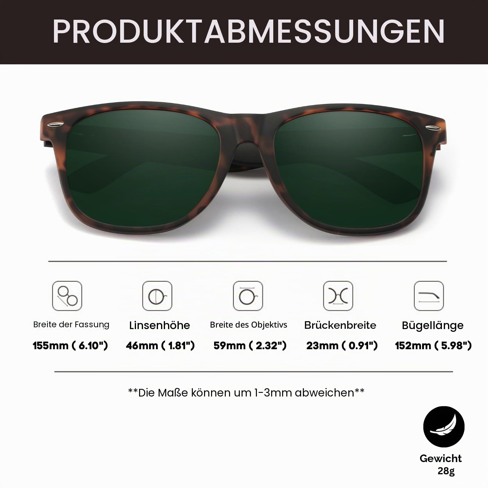 Polarisierte Sonnenbrille, Größe XXL, 155 mm, für große breite Köpfe, TR90, ultraleicht, UV400-Schutzbrille