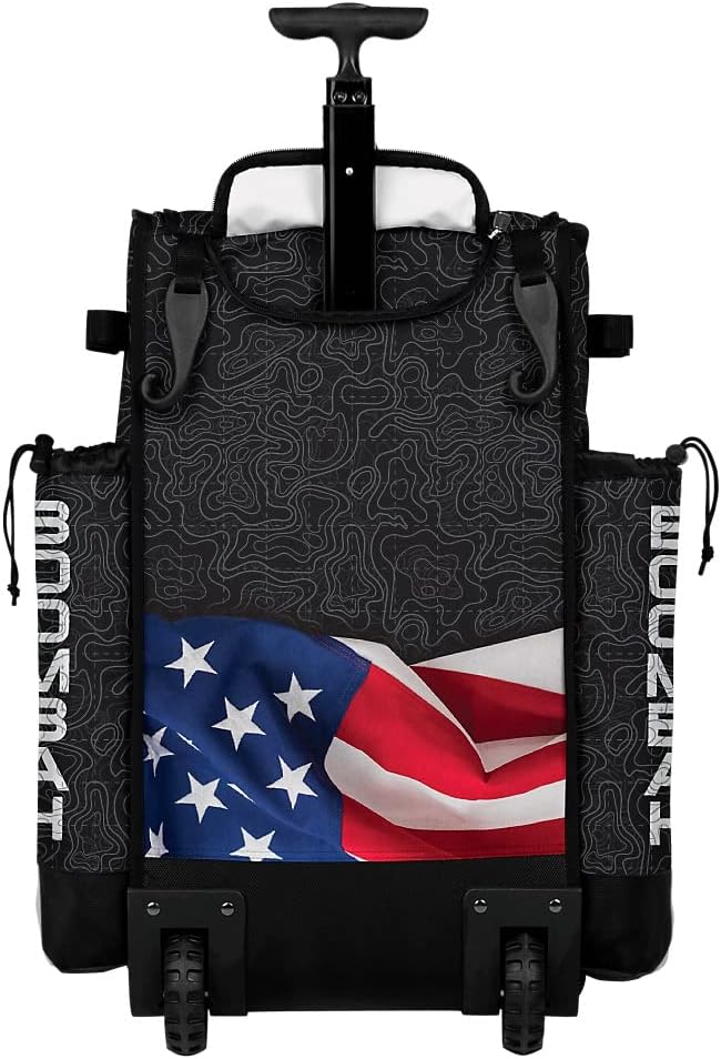 Boombah Rolling Superpack 2.0 Baseball/Softball Gear Bag - 23-1/2" x 13-1/2" x 9-1/2" - Telescopic Handle - Holds 4 Bats - Wheeled Version - USA Nation Black/Royal Blue/White