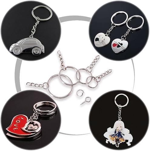 Miniatura 8 de Swpeet Kit de 750 anillos para llavero, incluye 250 llaveros con cadena y 250 anillos de salto con 250 pines de ojo de tornillo a granel para hacer
