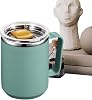 Insulated Travel Mug - Stainless Steel Tumbler | Tea Cup, Leakproof, Keeps Hot, Water Cup with Lid Handle, Modern Insulated Cups for Hot Cold Beverages Dishwasher Safe Lid