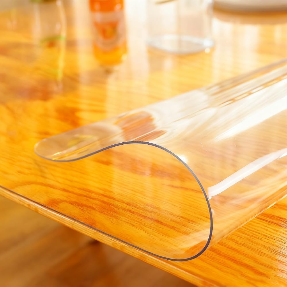 Clear Desk Mat 36 x 72 Inch, 1.5mm Thick Clear Table Protector, Protector for Dining Room Table, Waterproof Vinyl Tablecloth Pad Mat for Kitchen, Dresser, Writing Desk