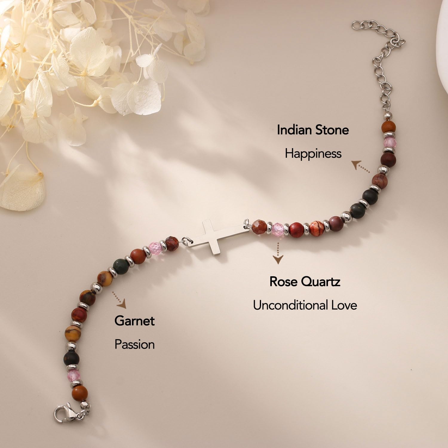 Christian Gifts for Best Friend Women Girls, Nature Stone Cross Bracelet Birthday Christmas Easter Baptism Gifts for Friends - Image 4