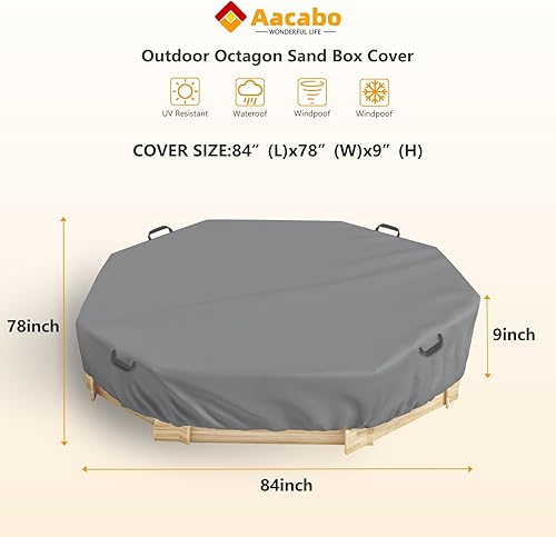 Miniatura 2 de Funda para cajas de arena octagonales, protección de cable con núcleo de acero para cajas de arena octagonales de 84 x 78 x 9 pulgadas, impermeable,