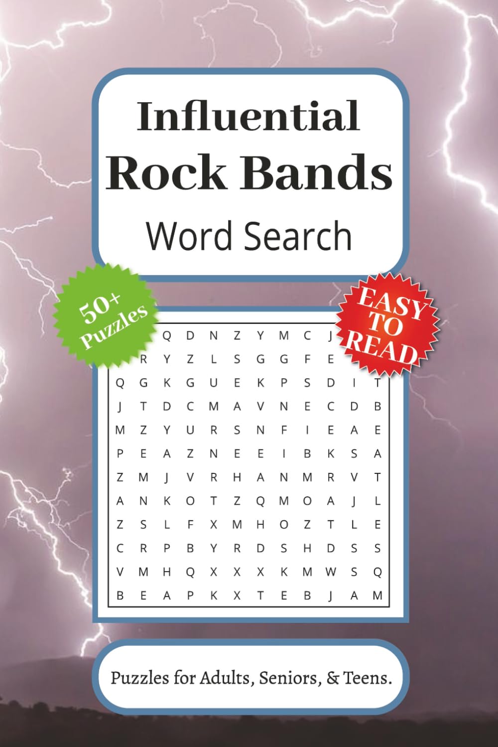 Influential Rock Bands Word Search Puzzle Book: Large Print Word Searches Featuring Classic Rock, Legendary Bands, Music History and Iconic Artists | ... | 110 Pages | Great Gift for Rock Music Fans
