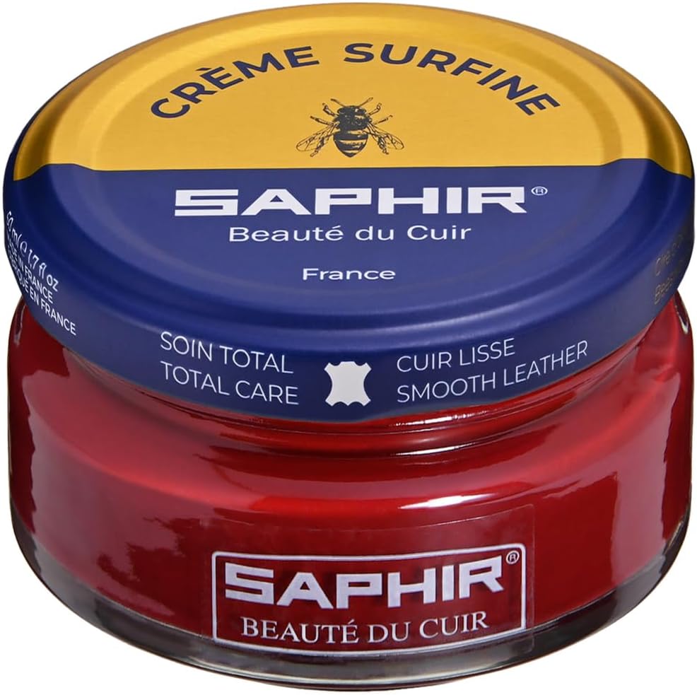 Saphir 9550032 Fine Beeswax Shoe Cream and Polish, 1.7 fl oz (50 ml), Emulsifying, Moisturizing, Recoloring, Glossy