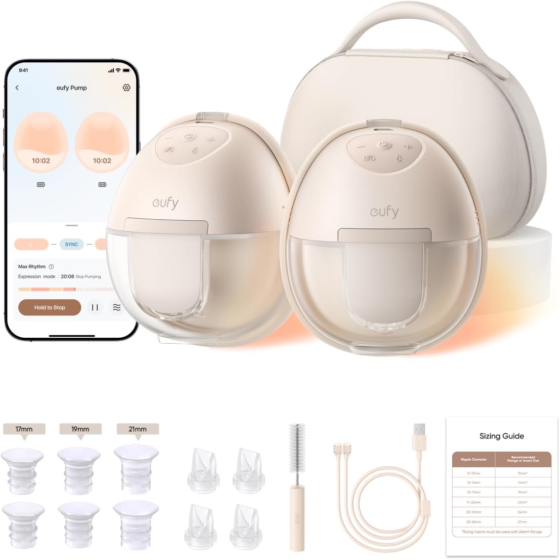 eufy Breast Pump S1 Pro, Heated Wearable Breast Pump, Electric and Hands-Free with Heating Technology, Portable Charging Case, App-Controlled Smart Rhythm, Hospital-Grade Suction, Ultra-Quiet
