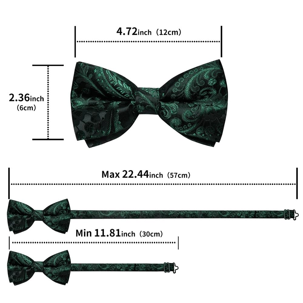 Papillon pre-annodato Paisley per uomo regolabile in seta papillon matrimonio tessuto nodo handerchief gemello