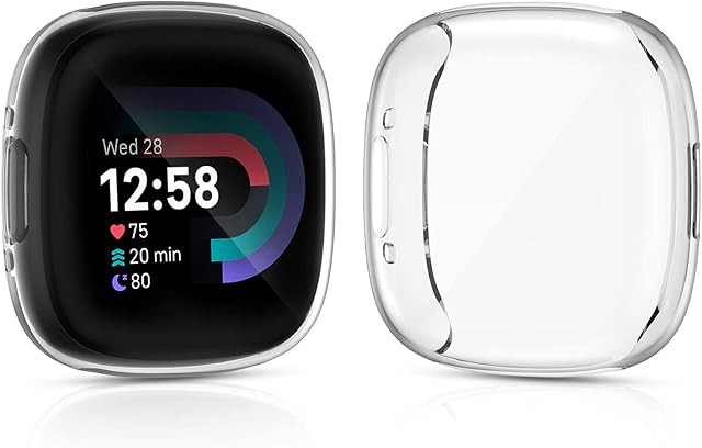 KIMILAR (2 Pack Screen Protector compatible with Fitbit Versa 4, Fitbit Sense 2, Soft TPU Full Coverage Screen Cover Case compatible with Fitbit Sense 2, Fitbit Versa 4 Smartwatch
