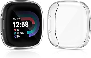 KIMILAR (2 Pack) Screen Protector compatible with Fitbit Versa 4, Fitbit Sense 2, Soft TPU Full Coverage Screen Cover Case compatible with Fitbit Sense 2, Fitbit Versa 4 Smartwatch