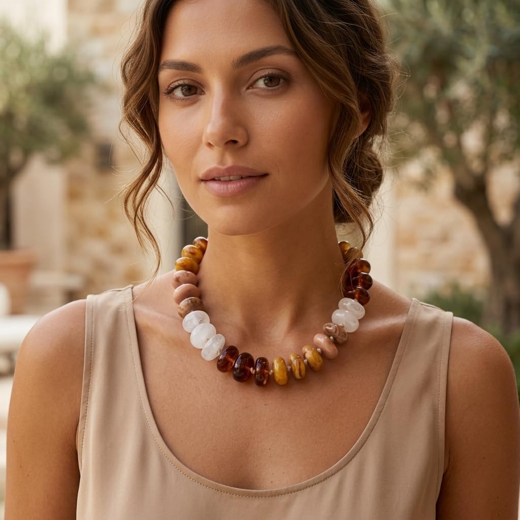 Chunky Acrylic Beaded Necklace for Women Jewelry Gift