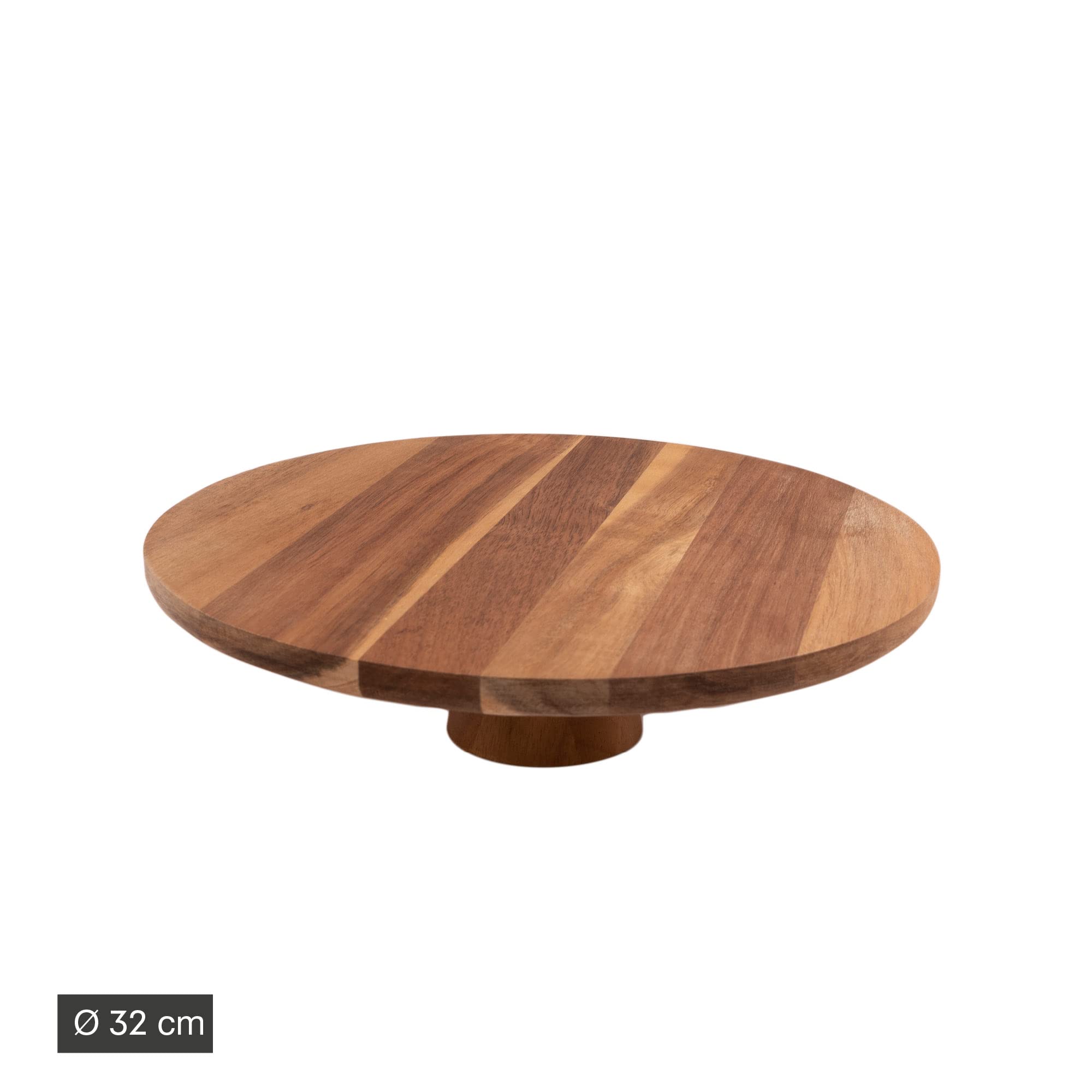 Point-Virgule Plateau à gâteau avec pied, accessoires et accessoires de pâtisserie en bois d'acacia 7,5 cm de haut, 32 cm