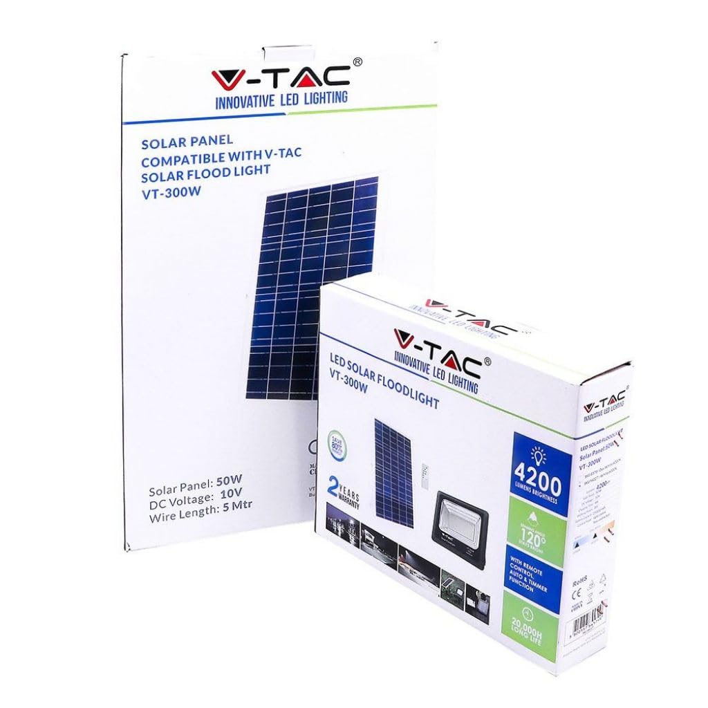 Faro LED 300W con Pannello Solare e Telecomando 4000K