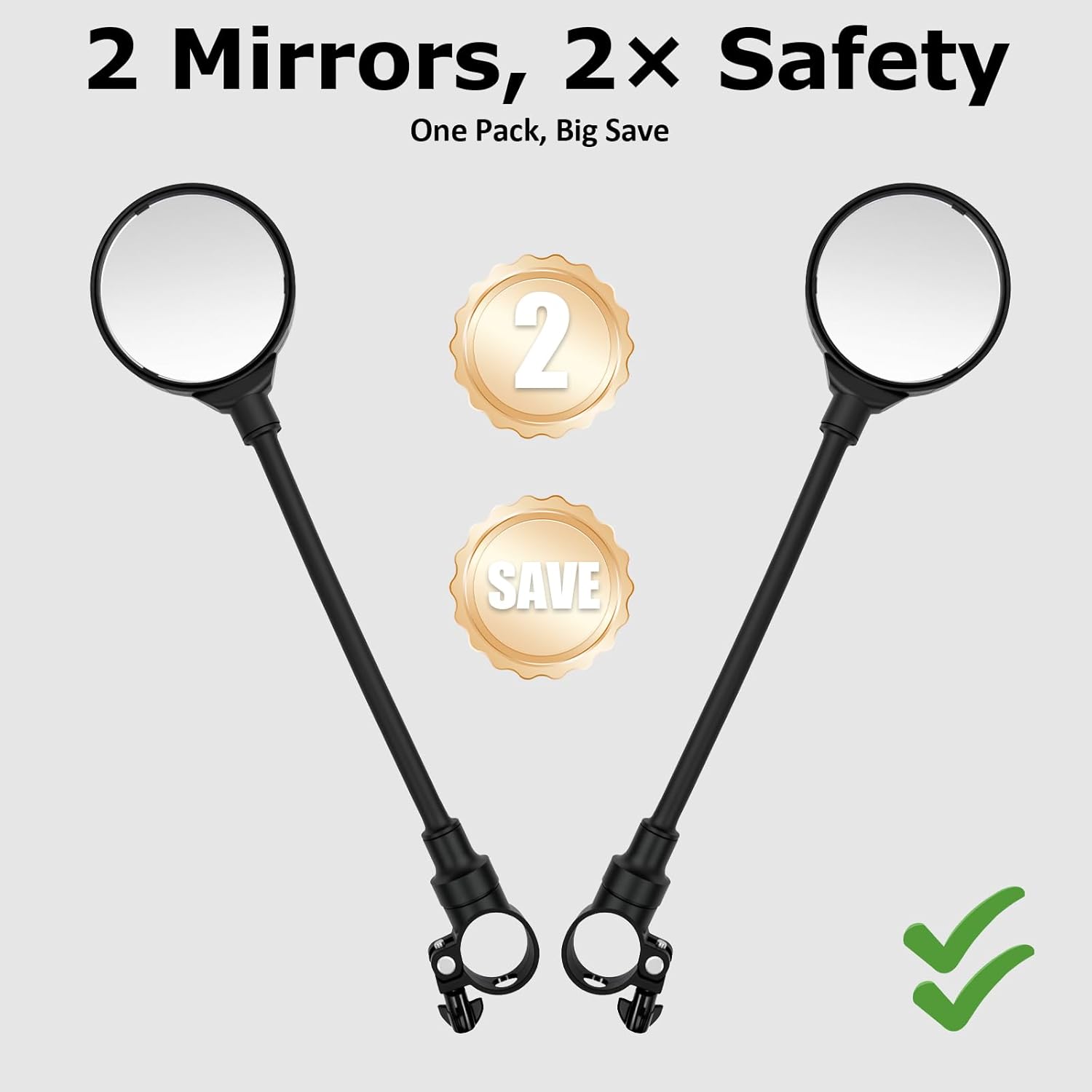 2PCS Mobility Scooter Rear View Mirrors, Adjustable 360° Rotating Electric Scooter Rear View Mirrors for Elderly,Universal Fit Wheelchair Accessories - Image 6