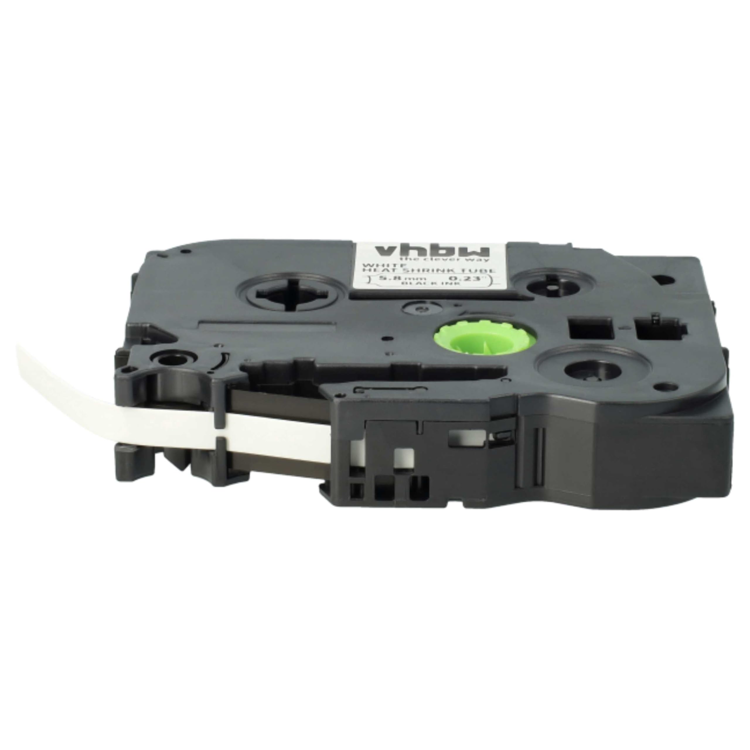 vhbw 5x taśmy kompatybilne z Brother P-Touch PT-P900W drukarka etykiet 1,5 m x 5,8 mm czarno-białe, kaseta z tuleją termokurczliwą