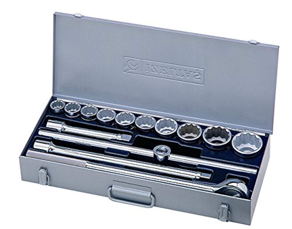 İzeltaş 1419006114 14'Lü Sae 3/4" On İki Köşe Lokma Anahtar Takımı, Krom, 14 Parça Set