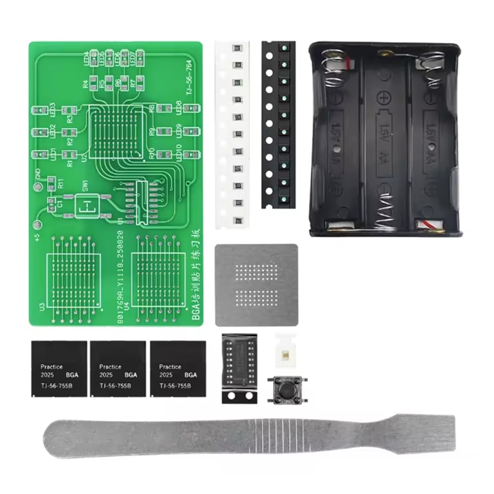 Jnchdghwa As Shown Bga Chip Training Teaching Experiment Soldering Practice Board Smd Led Flowing Light Assembly Kit B