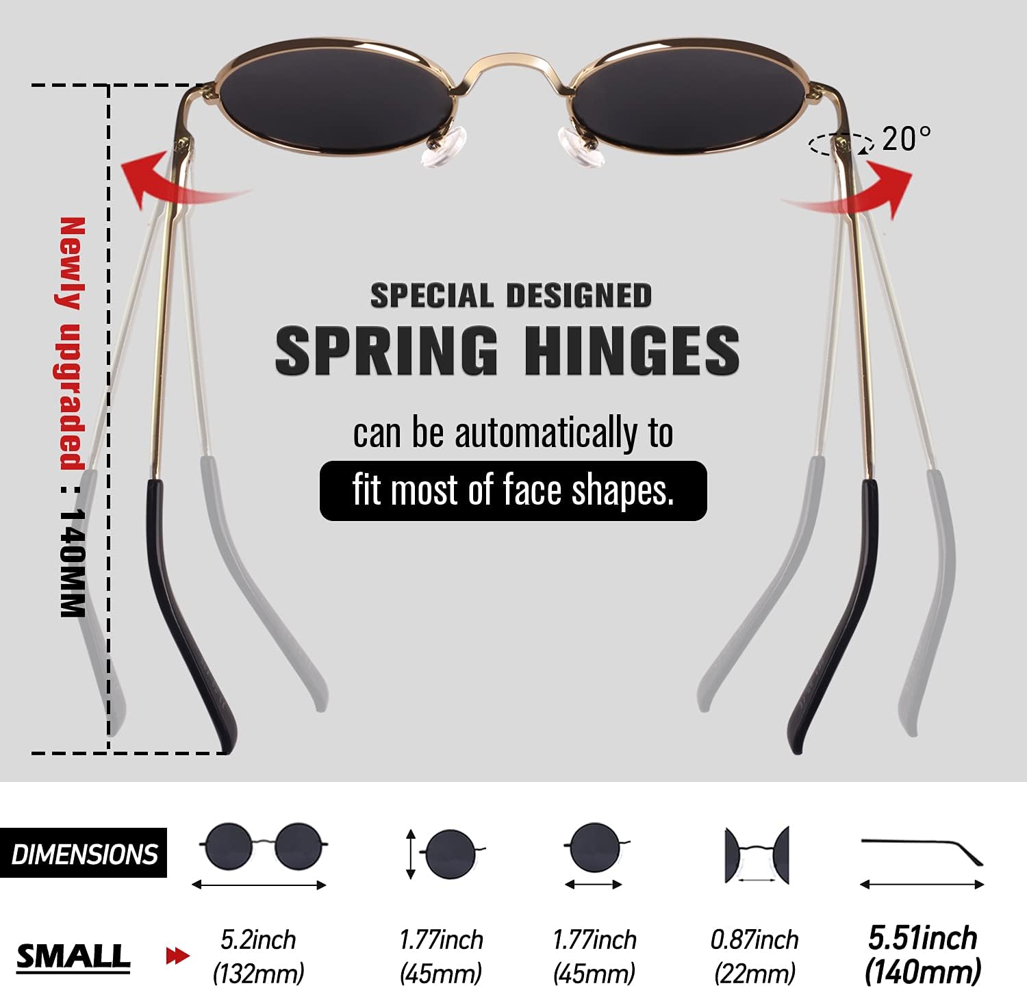 Sunier Round Sunglasses Men Womens Shades Polarized Retro Circle UV400 Sun Glasses - Image 5