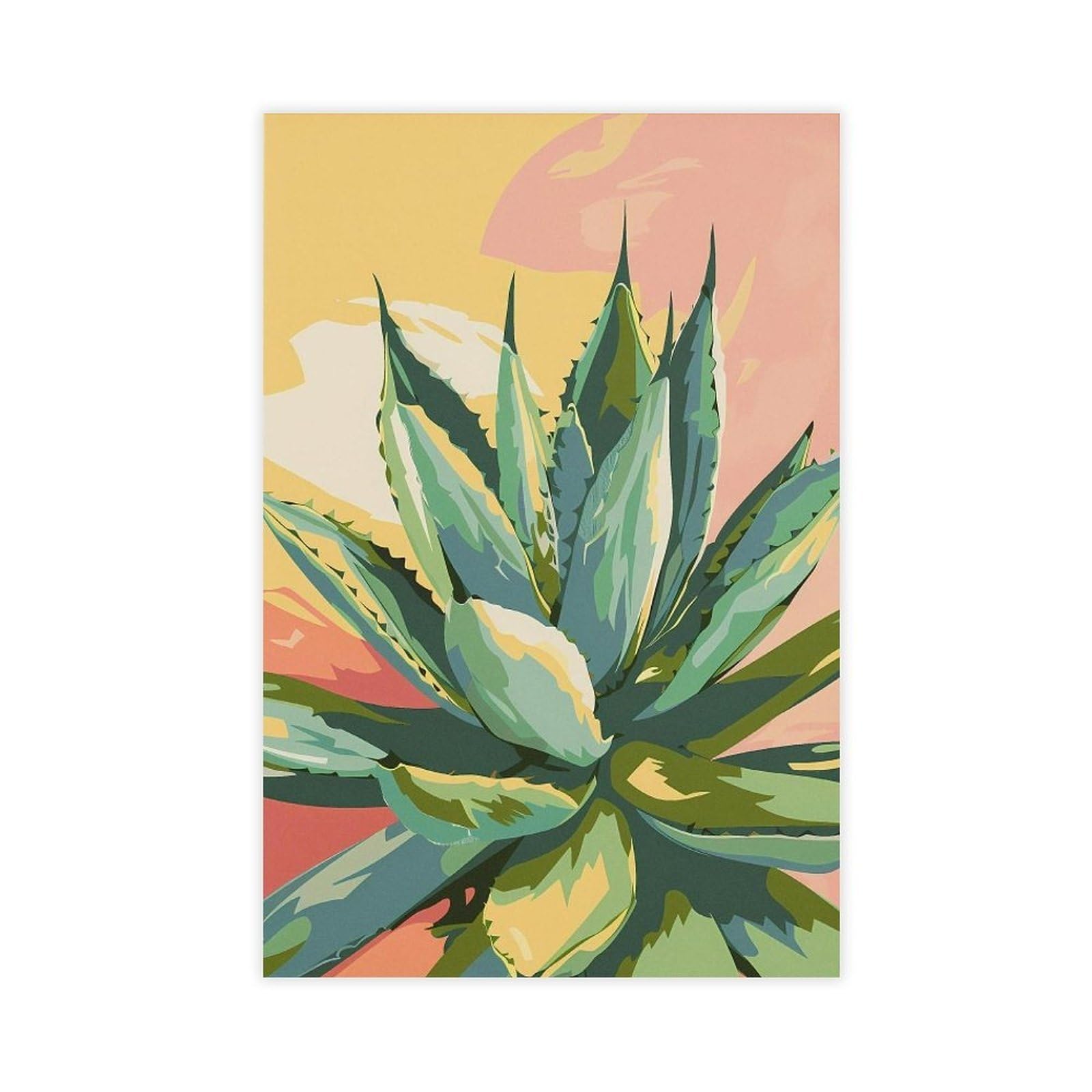 Generisch Agave - Poster minimalista su tela, decorazione per soggiorno, camera da letto, 61 cm L x 91 cm