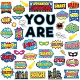 Weekgrat 45 Pcs Hero Affirmation Station Bulletin Board Set Motivational Posters Classroom Mirror Growth Mindset Decor Positive Affirmations Accents Cutouts for School Office Home Teacher Wall