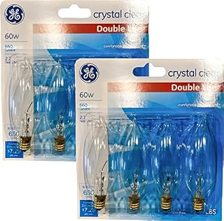 GE Crystal Clear Decorative Blunt Tip Light Bulbs, 1.4 Year Life, Candelabra Base