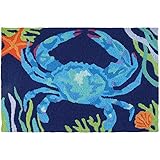 Jellybean Deep Blue Crab Coastal Indoor/Outdoor Machine Washable 21