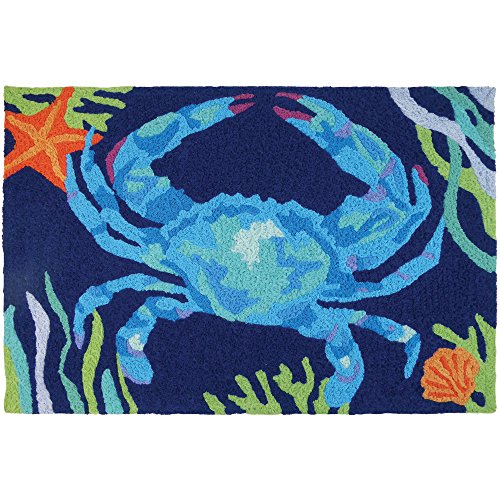 Jellybean Deep Blue Crab Coastal Indoor/Outdoor Machine Washable 21