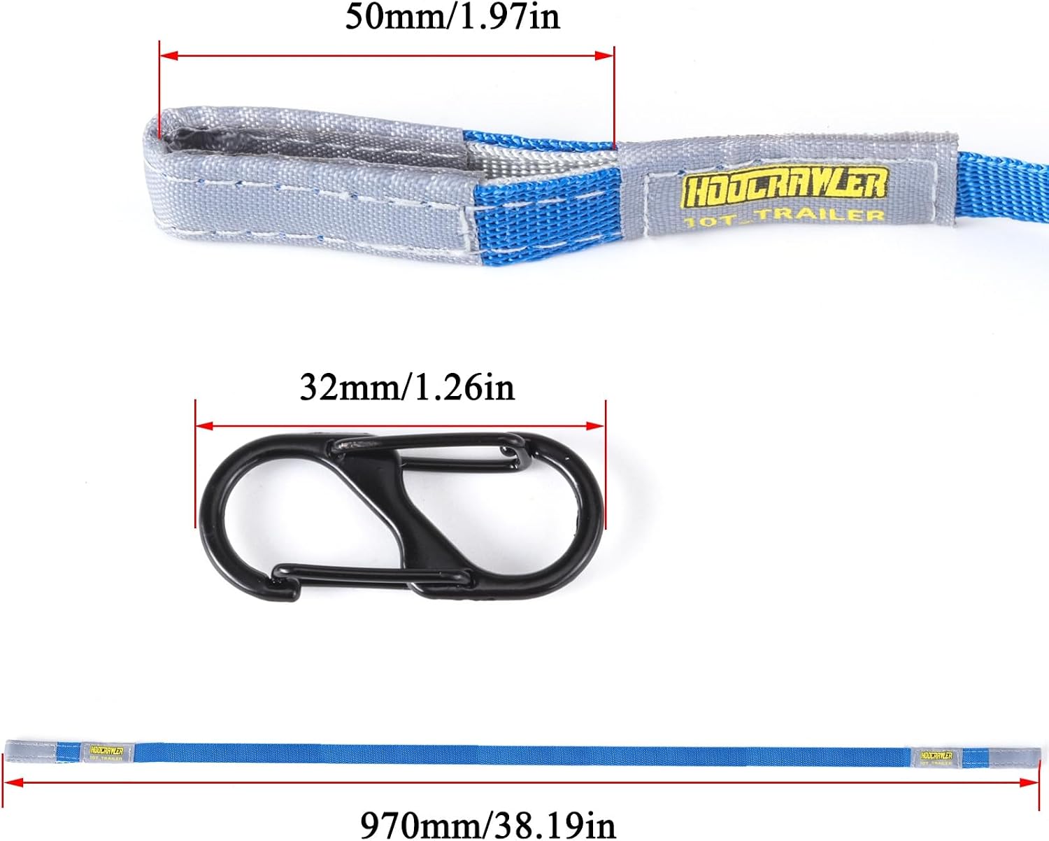 RC Tow Strap, Simulated Tow Rope with Hooks, Mini Scale Rescue Rope for 1/8 1/10 1/12 1/14 RC Crawler Trucks Model Cars Decoration (Orange Set)