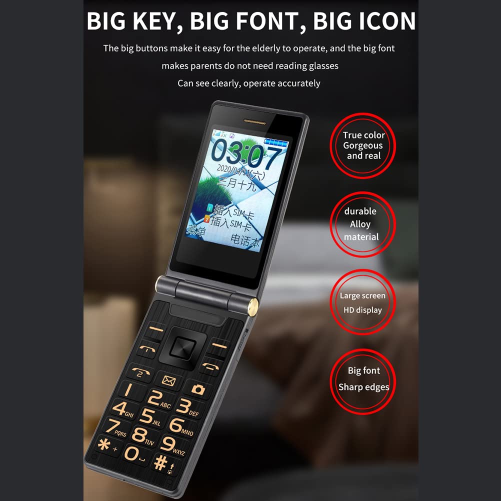 KKPLZZ G10-C Cellulare a Conchiglia per Anziani, Facile da Usare Con Tasti Grandi, Doppio Schermo, Volume Grande e Custodia Protettiva